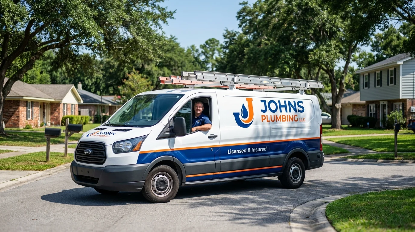Johns Plumbing LLC service van in Sand Springs, OK