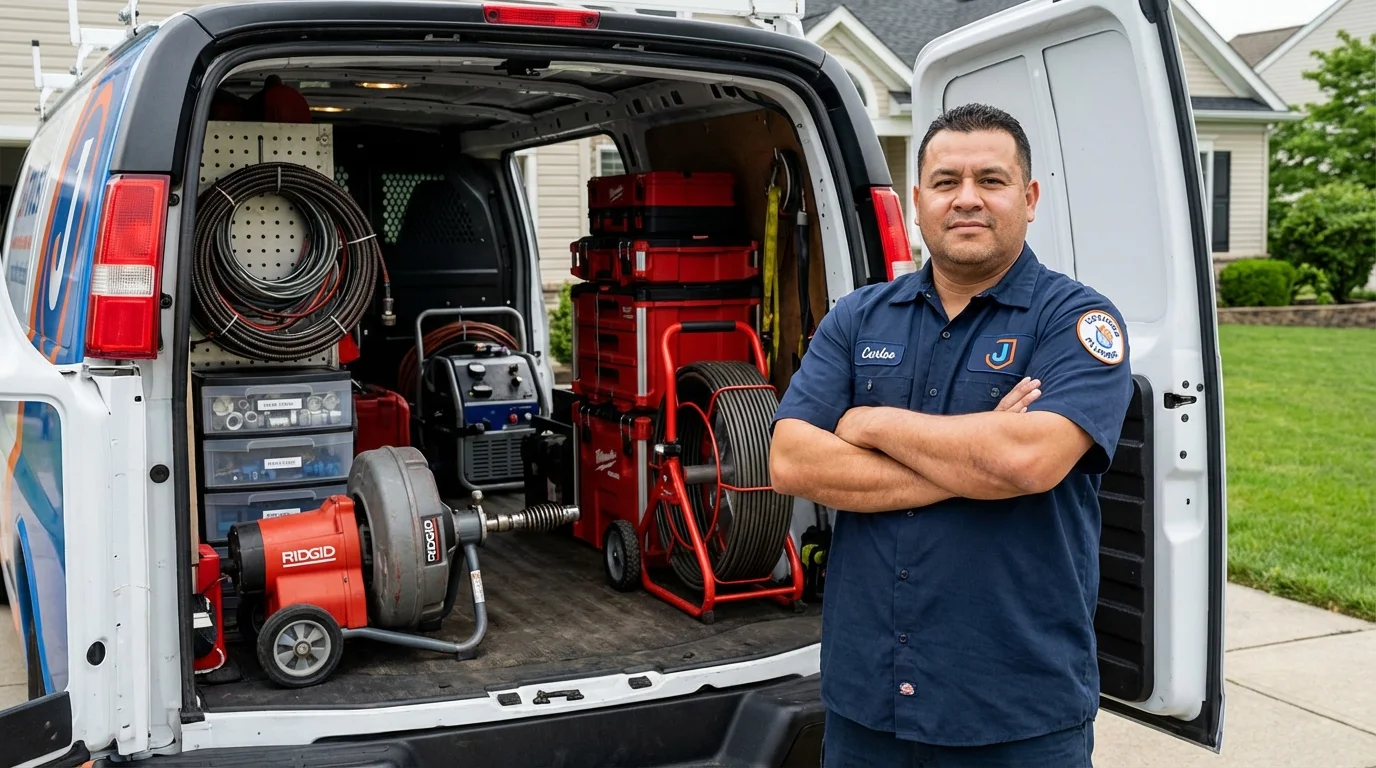 Professional drain cleaning equipment and Johns Plumbing LLC plumber in Sand Springs