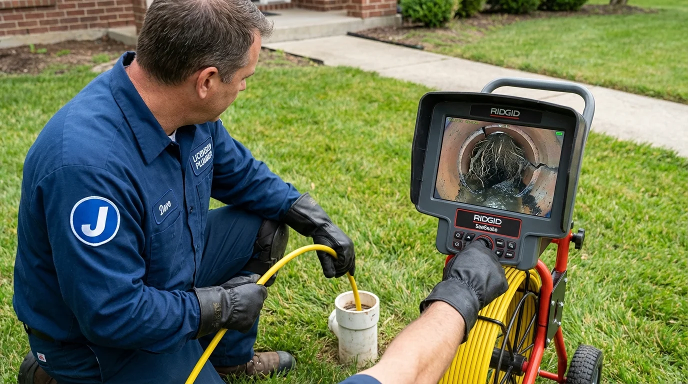 Sewer camera inspection being performed by Johns Plumbing LLC in Sand Springs